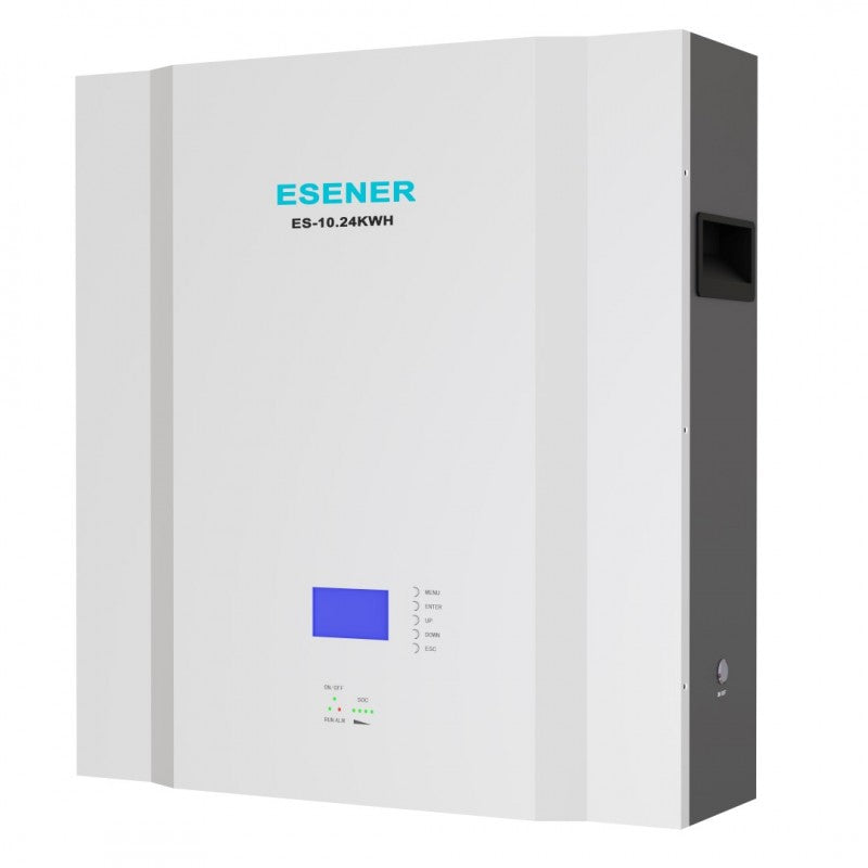 Esener 51.2V 200Ah 10.24kWH LiFePo4 Lithium Wall Mounted Battery (includes mounting bracket)