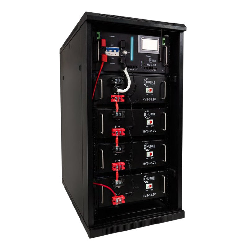 HUBBLE HV-204 High Voltage Battery Rack – 204V / 20.4KW (4 Packs of 16 Cell LiFePO4 Batteries)