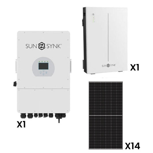 Sunsynk 16kW Solar, Inverter & Battery Combo Deal – 1 X Sunsynk 16kW Inverter, 4 X 5kW Sunsynk Lithium Ion Battery & 16 X Sunova 585W Solar Panels